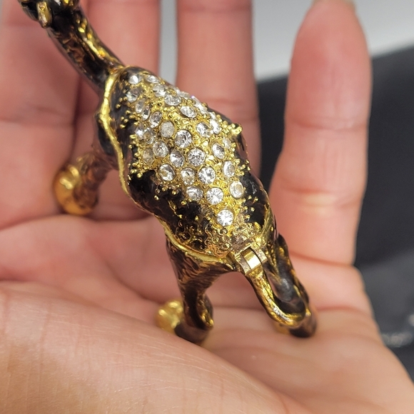 Rare Miniauture Camel Bejeweled Gold & Enamel Camel Trinket VTG W/Clear Stones - Picture 9 of 10